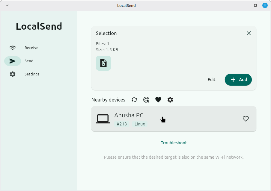 Sending Files to Nearby Devices