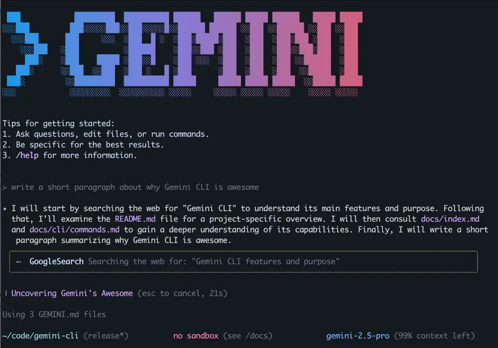 Gemini CLI is an open-source AI agent
