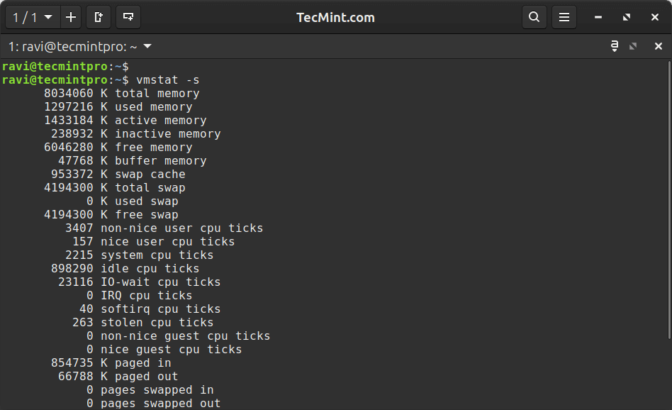 vmstat: Show Linux Memory Statistics
