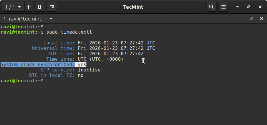 Check System Clock Sync Status