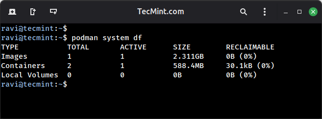 View Disk Space Used by Toolbx Resources