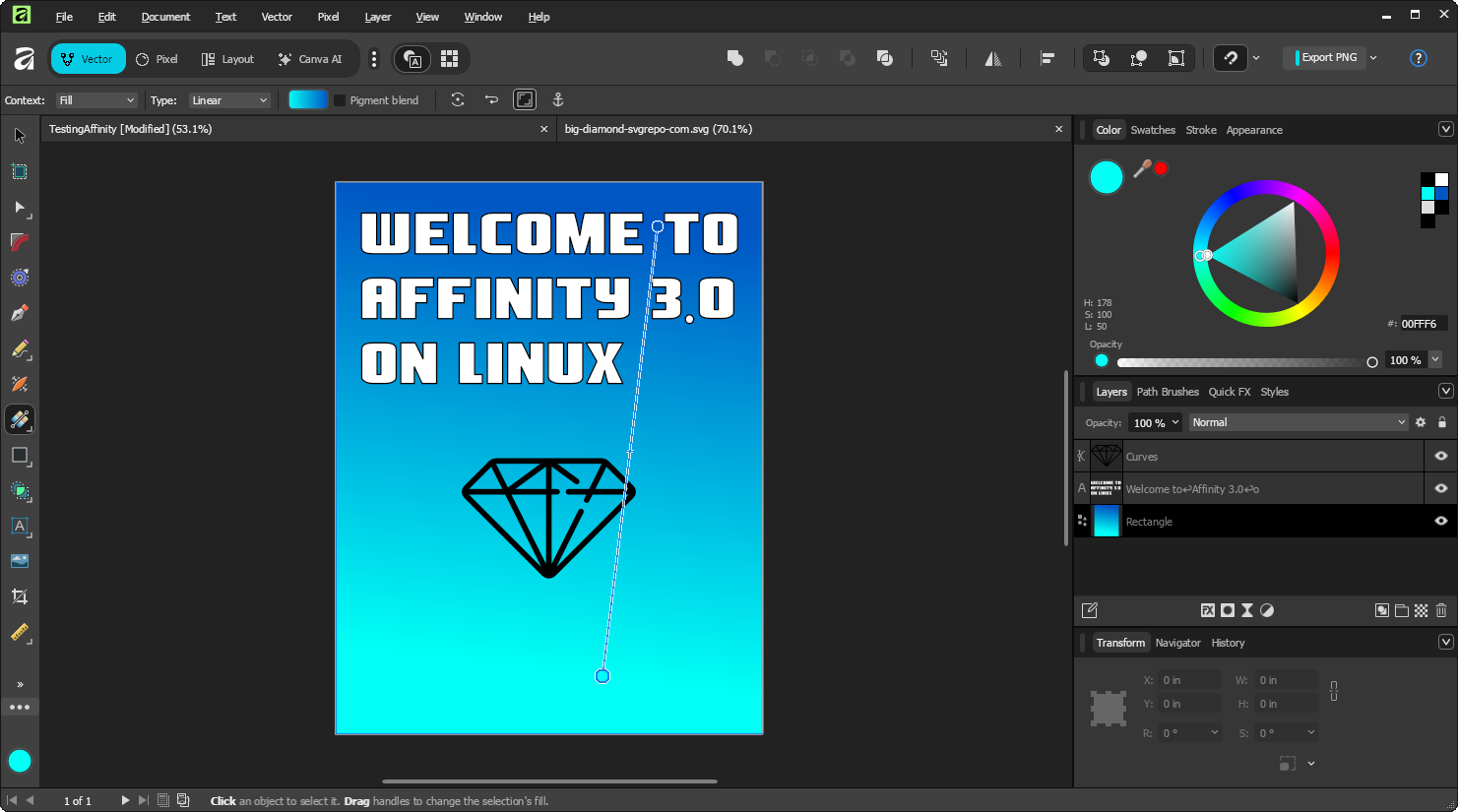Affinity running on Linux