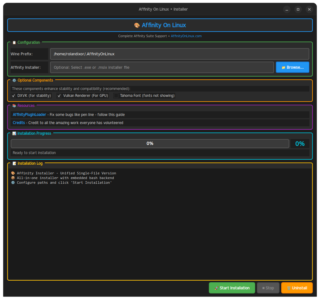 AffinityOnLinux installer script