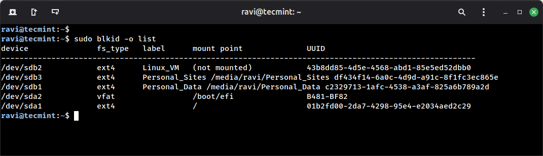 List Information of Block Devices